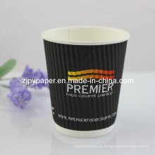 250ml Taza de papel de pared acanalada Tripe personalizado